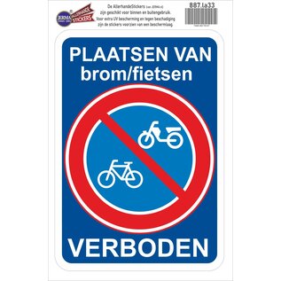 JERMA allerhandestickers Verkeersbord sticker plaatsen van brommers en fietsen verboden.