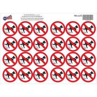 JERMA allerhandestickers Honden verboden te plassen sticker set 24 stuks.