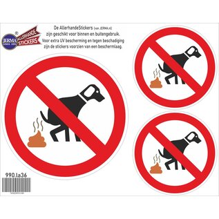 JERMA allerhandestickers Honden verboden te poepen sticker set 3 stuks