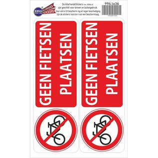 JERMA allerhandestickers Geen fietsen plaatsen sticker set van 2 stuks