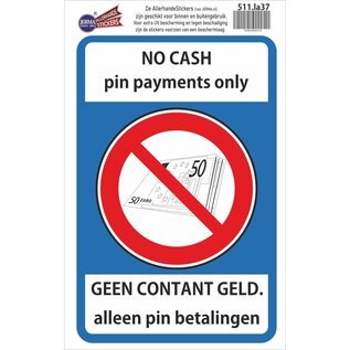 JERMA allerhandestickers No Cash pin only  alleen pin betalingen kassa sticker.