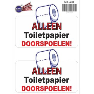 JERMA allerhandestickers Alleen toiletpapier doorspoelen stickers set van 2 stuks