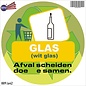 JERMA allerhandestickers Afvalbak Recycling sticker wit Glas