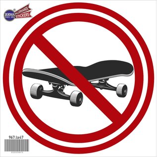 JERMA allerhandestickers Skatetboard verboden sticker 20 cm.