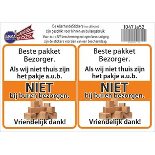 JERMA allerhandestickers Pakket niet bij buren afgeven sticker set 2 stuks