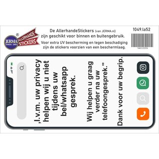 JERMA allerhandestickers Wij helpen na uw telefoongesprek kassa sticker