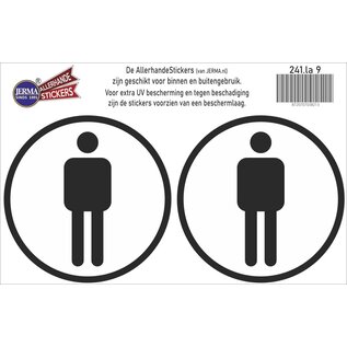 JERMA allerhandestickers Heren WC pictogram sticker set 2 stuks zwart