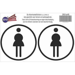 JERMA allerhandestickers Dames WC pictogram sticker set 2 stuks zwart