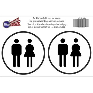 JERMA allerhandestickers Dames en Heren WC deur stickers  2 st. zwart