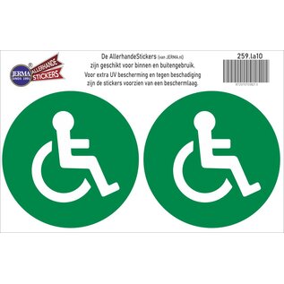 JERMA allerhandestickers Rolstoel pictogram stickers 2 stuks, groen.