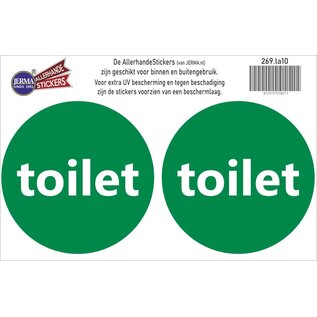 JERMA allerhandestickers Tekst sticker TOILET set 2 stickers groen