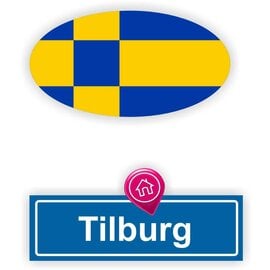 JERMA allerhandestickers Tilburg steden vlaggen auto stickers set van 2