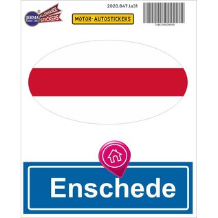 JERMA allerhandestickers Enschede steden vlaggen auto stickers set van 2 stickers