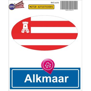 JERMA allerhandestickers Alkmaar steden vlaggen auto stickers set van 2 stickers