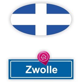 JERMA allerhandestickers Zwolle steden vlaggen auto stickers set van 2