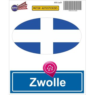 JERMA allerhandestickers Zwolle steden vlaggen auto stickers set van 2 stickers