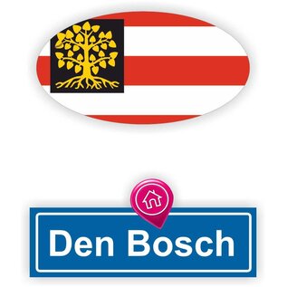 JERMA allerhandestickers Den Bosch steden vlag auto stickers set van 2 stickers