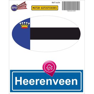 JERMA allerhandestickers Heerenveen steden vlaggen auto stickers set van 2 stickers