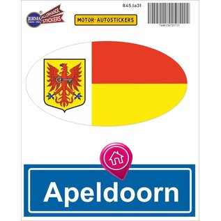 JERMA allerhandestickers Apeldoorn steden vlaggen auto stickers set van 2 stickers