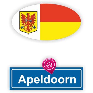 JERMA allerhandestickers Apeldoorn steden vlaggen auto stickers set van 2 stickers