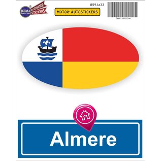 JERMA allerhandestickers Almere steden vlaggen auto stickers set van 2 stickers