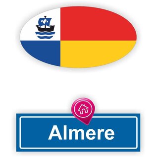 JERMA allerhandestickers Almere steden vlaggen auto stickers set van 2 stickers