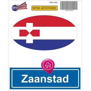 JERMA allerhandestickers Zaanstad steden vlaggen auto stickers set van 2 stickers