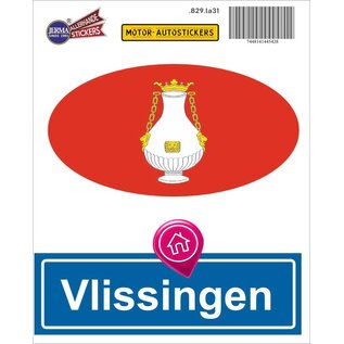 JERMA allerhandestickers Vlissingen steden vlaggen auto stickers set van 2 stickers