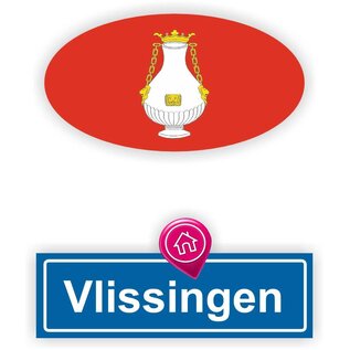 JERMA allerhandestickers Vlissingen steden vlaggen auto stickers set van 2 stickers