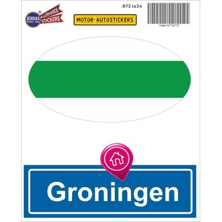 JERMA allerhandestickers Groningen steden vlaggen auto stickers set van 2 stickers