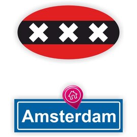 JERMA allerhandestickers Amsterdam steden vlaggen auto stickers