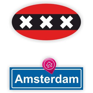 JERMA allerhandestickers Amsterdam steden vlaggen auto stickers set van 2 stickers