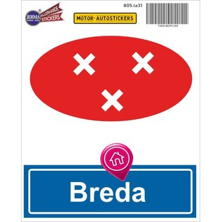 JERMA allerhandestickers Breda steden vlaggen auto stickers set van 2 stickers