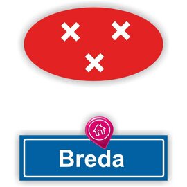 JERMA allerhandestickers Breda steden vlaggen auto stickers set van 2