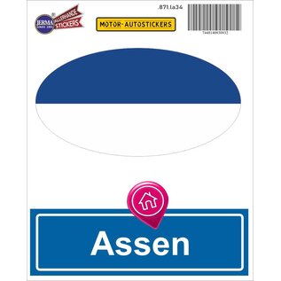 JERMA allerhandestickers Assen steden vlaggen auto stickers set van 2 stickers