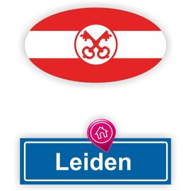 JERMA allerhandestickers Leiden steden vlaggen auto stickers