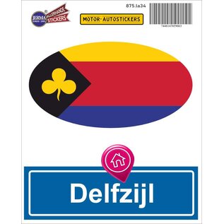 JERMA allerhandestickers Delfzijl steden vlaggen auto stickers set van 2 stickers