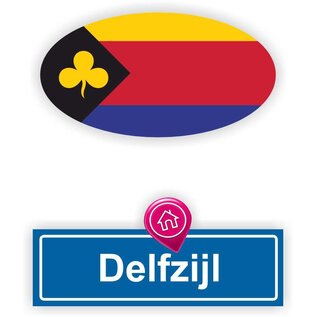 JERMA allerhandestickers Delfzijl steden vlaggen auto stickers set van 2 stickers