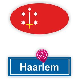JERMA allerhandestickers Haarlem steden vlaggen auto stickers set van 2