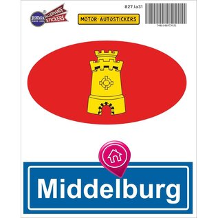 JERMA allerhandestickers Middelburg steden vlaggen auto stickers set van 2 stickers