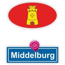 JERMA allerhandestickers Middelburg steden vlaggen auto stickers.