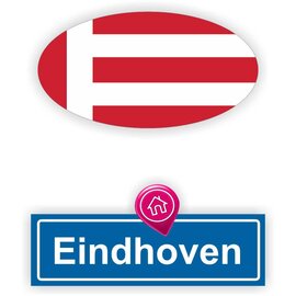 JERMA allerhandestickers Eindhoven steden vlaggen auto stickers set van 2