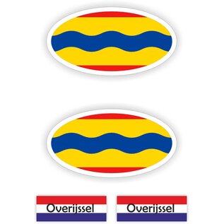 JERMA allerhandestickers Provincie Overijssel vlaggen auto sticker set.