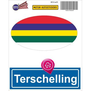 JERMA allerhandestickers Terschelling eiland vlaggen auto stickers set van 2 stickers