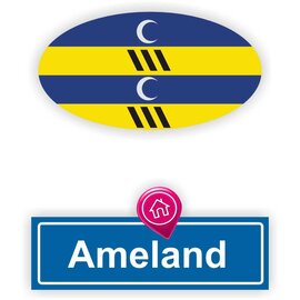 JERMA allerhandestickers Ameland eiland vlaggen auto stickers set van 2