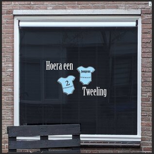 JERMA allerhandestickers Geboorte raamsticker Hoera een tweeling 2 jongens