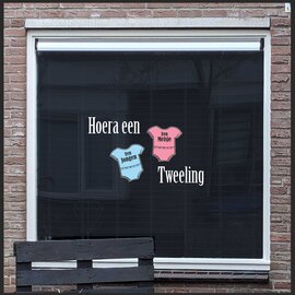 JERMA allerhandestickers Geboorte raamsticker Hoera een tweeling