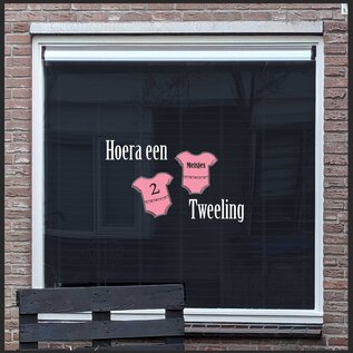 JERMA allerhandestickers Geboorte raamsticker Hoera een tweeling 2 meisjes