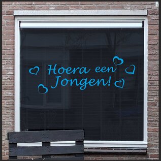 JERMA allerhandestickers Geboorte sticker hoera een jongen kobalt blauw