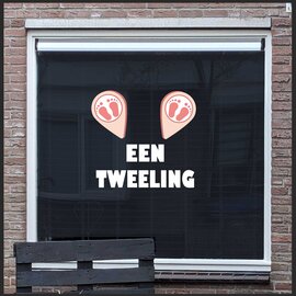 JERMA allerhandestickers Geboorte raamsticker Hoera een Tweeling 2 Meisjes